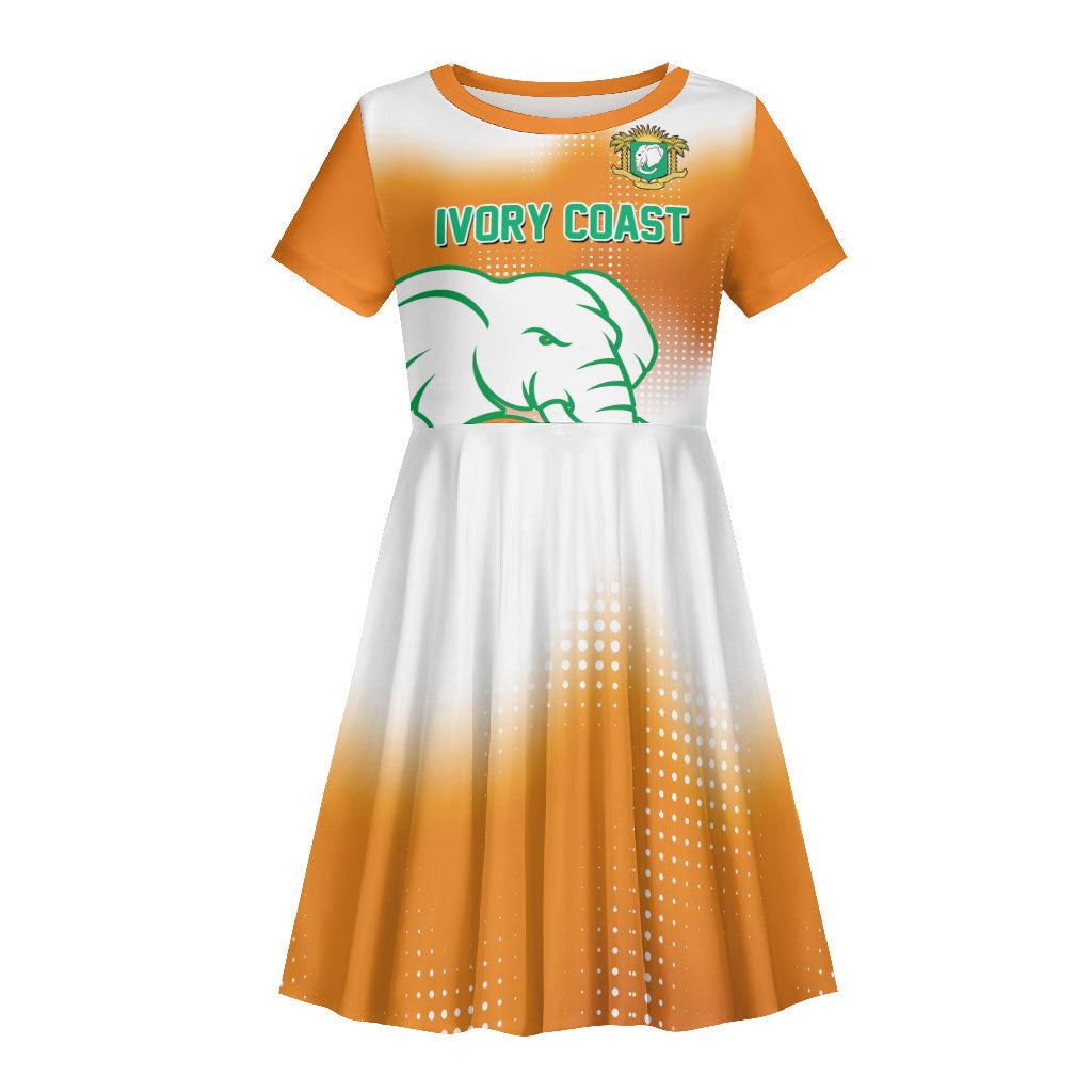 Custom Ivory Coast Football Kid Short Sleeve Dress Proud Elephant Fan Edition
