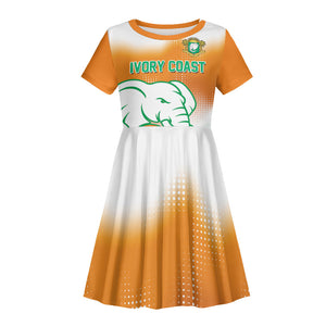 Custom Ivory Coast Football Kid Short Sleeve Dress Proud Elephant Fan Edition
