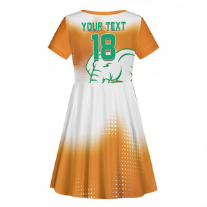 Custom Ivory Coast Football Kid Short Sleeve Dress Proud Elephant Fan Edition