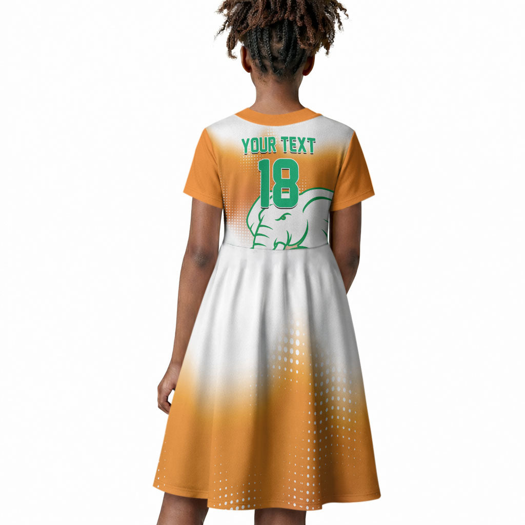 Custom Ivory Coast Football Kid Short Sleeve Dress Proud Elephant Fan Edition
