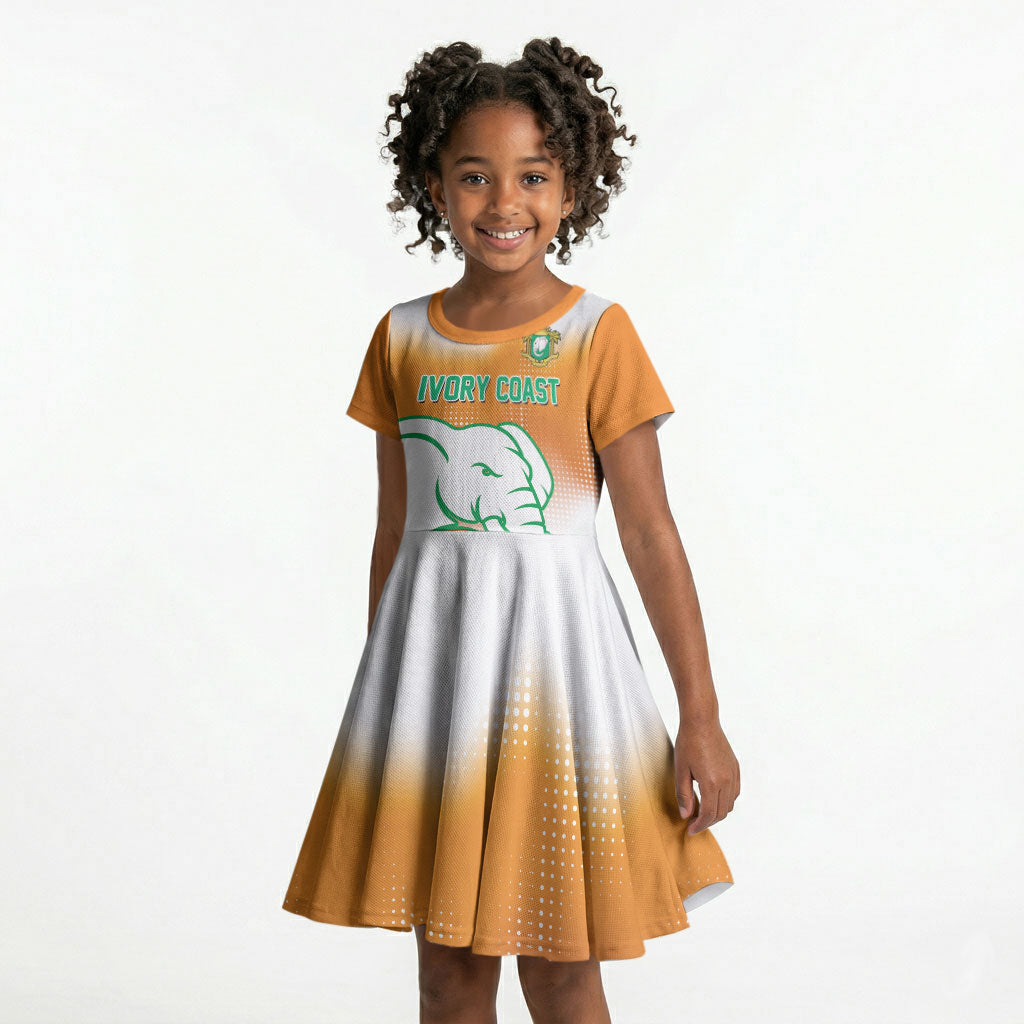 Custom Ivory Coast Football Kid Short Sleeve Dress Proud Elephant Fan Edition