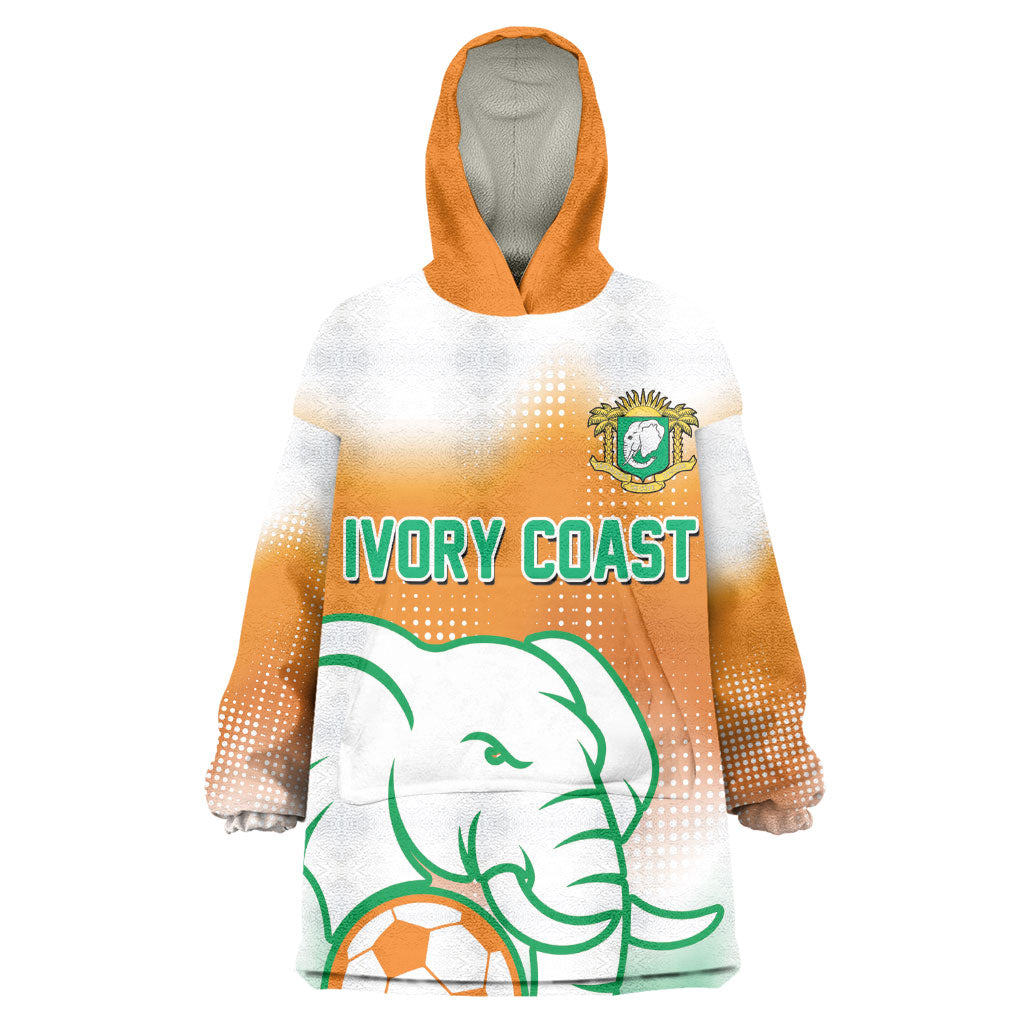 Custom Ivory Coast Football Kid Wearable Blanket Hoodie Proud Elephant Fan Edition