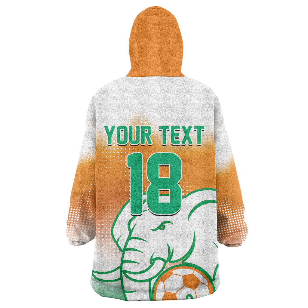 Custom Ivory Coast Football Kid Wearable Blanket Hoodie Proud Elephant Fan Edition