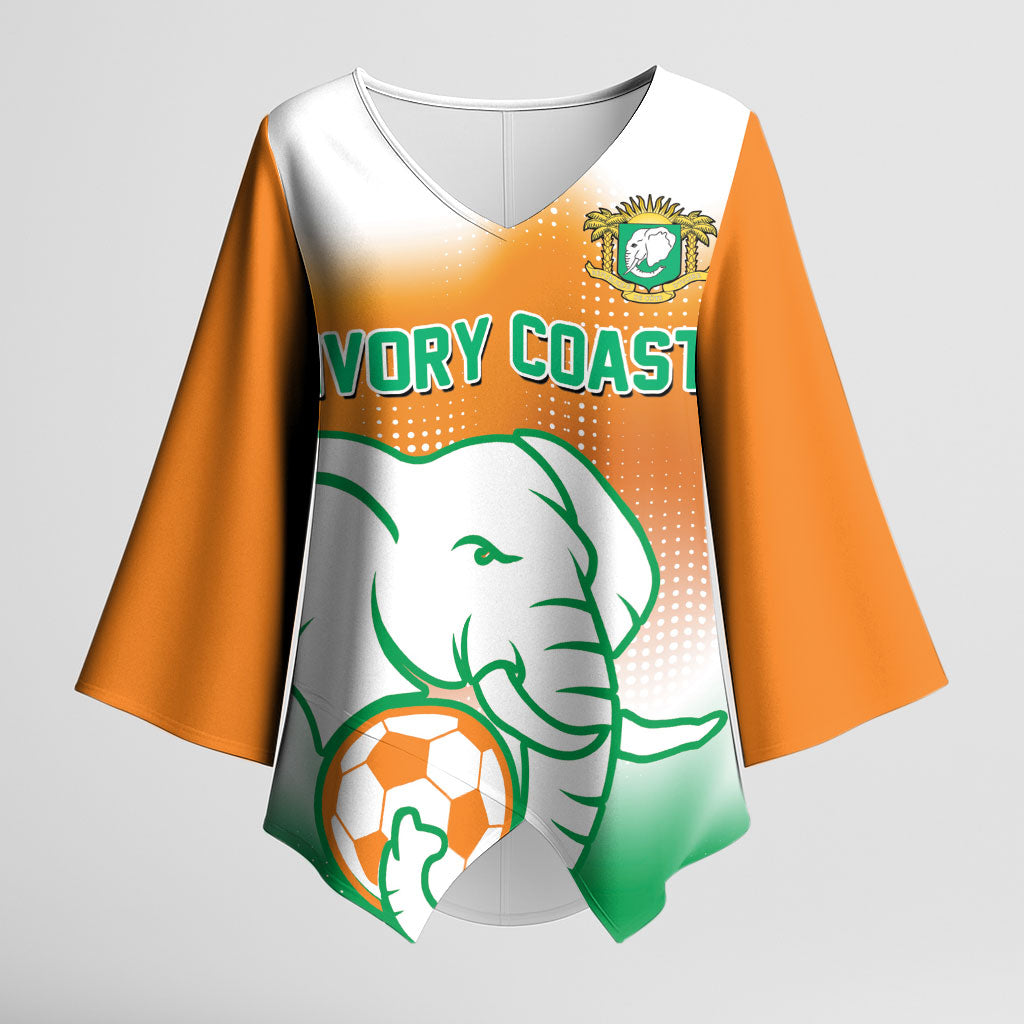 Custom Ivory Coast Football Kimono Sleeve Blouse Proud Elephant Fan Edition