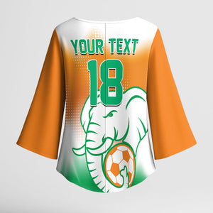 Custom Ivory Coast Football Kimono Sleeve Blouse Proud Elephant Fan Edition