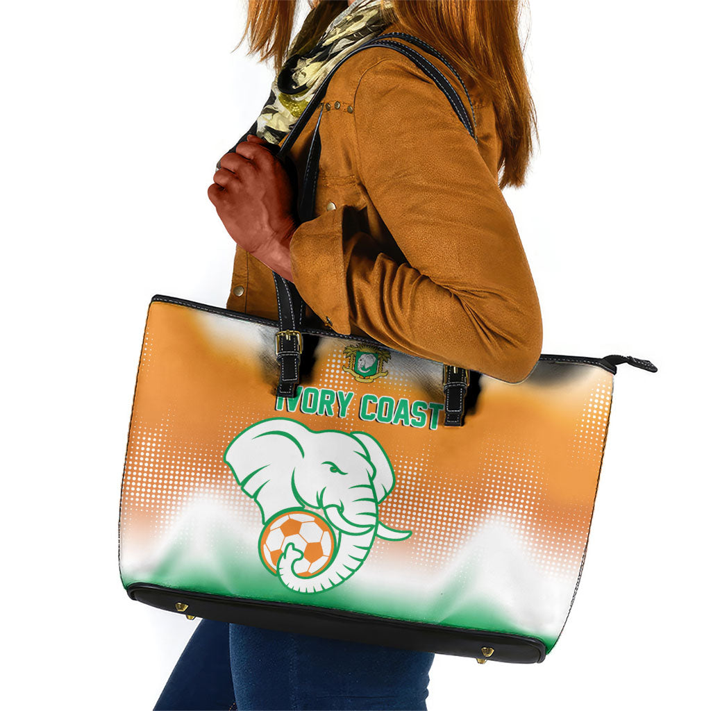 Ivory Coast Football Leather Tote Bag Proud Elephant Fan Edition