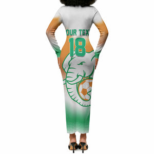 Custom Ivory Coast Football Long Sleeve Bodycon Dress Proud Elephant Fan Edition