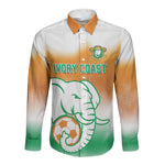 Custom Ivory Coast Football Long Sleeve Button Shirt Proud Elephant Fan Edition