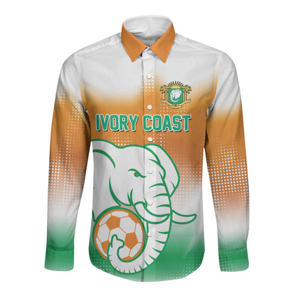Custom Ivory Coast Football Long Sleeve Button Shirt Proud Elephant Fan Edition
