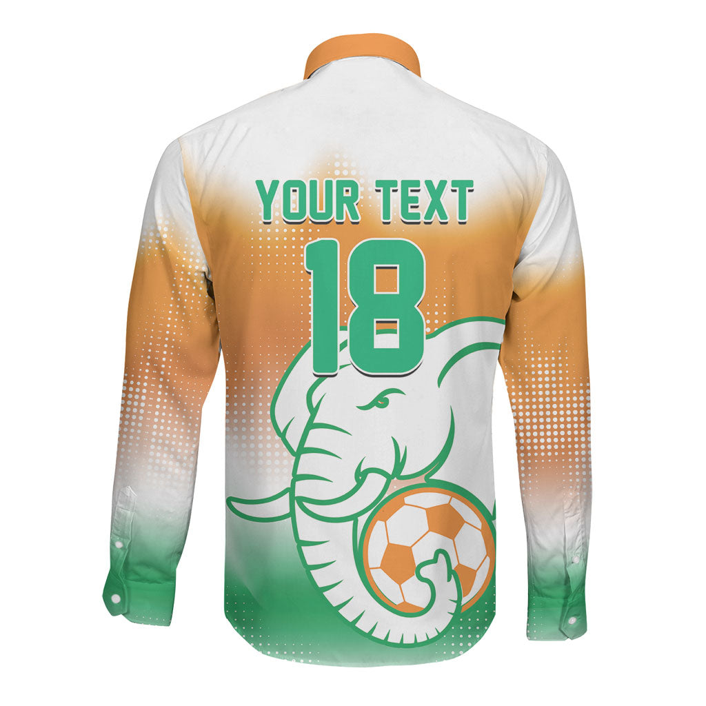 Custom Ivory Coast Football Long Sleeve Button Shirt Proud Elephant Fan Edition