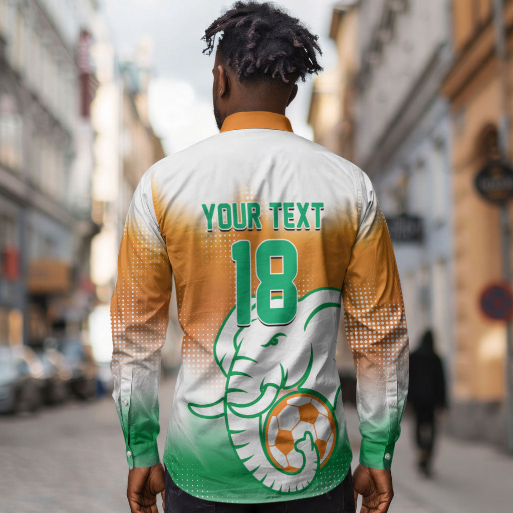 Custom Ivory Coast Football Long Sleeve Button Shirt Proud Elephant Fan Edition