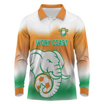 Custom Ivory Coast Football Long Sleeve Polo Shirt Proud Elephant Fan Edition