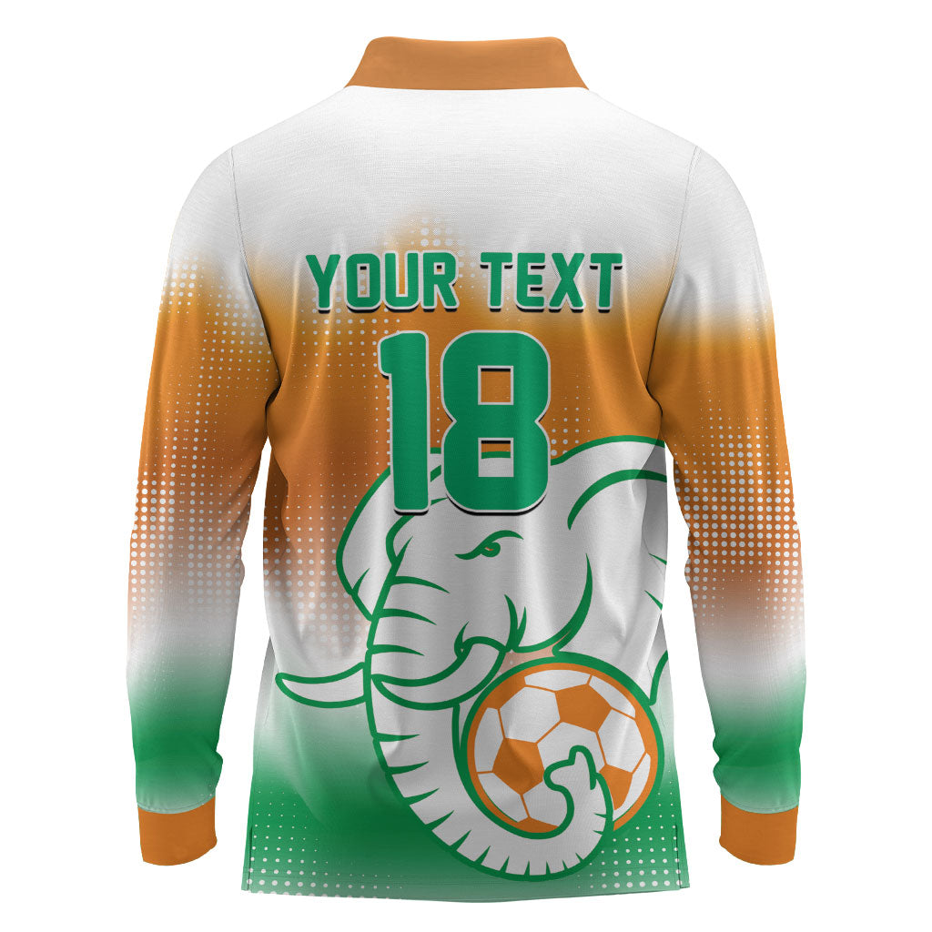 Custom Ivory Coast Football Long Sleeve Polo Shirt Proud Elephant Fan Edition