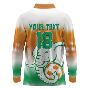 Custom Ivory Coast Football Long Sleeve Polo Shirt Proud Elephant Fan Edition