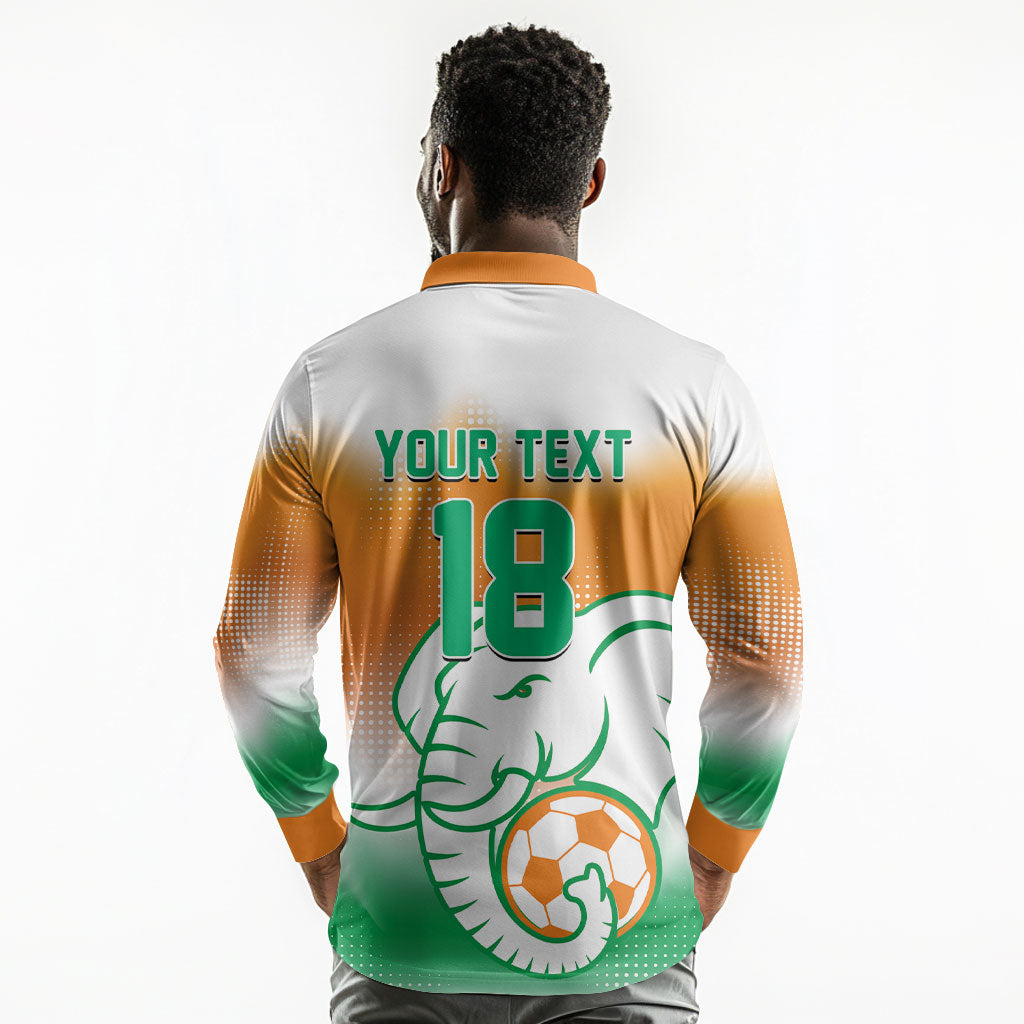 Custom Ivory Coast Football Long Sleeve Polo Shirt Proud Elephant Fan Edition