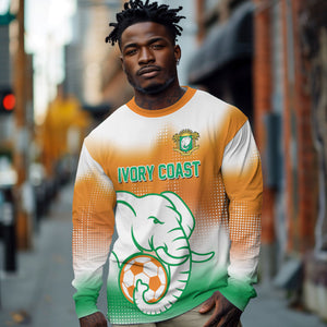 Custom Ivory Coast Football Long Sleeve Shirt Proud Elephant Fan Edition