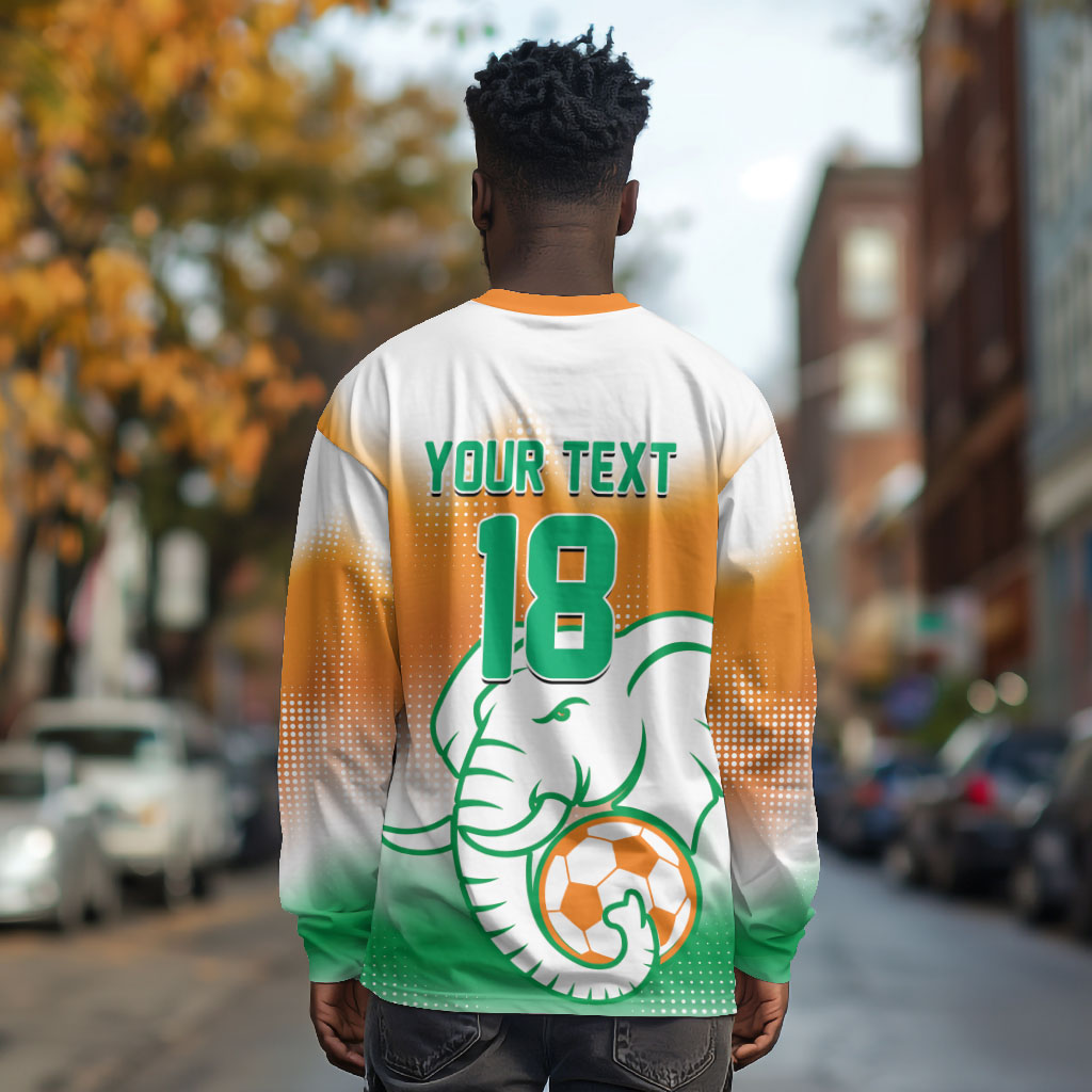 Custom Ivory Coast Football Long Sleeve Shirt Proud Elephant Fan Edition