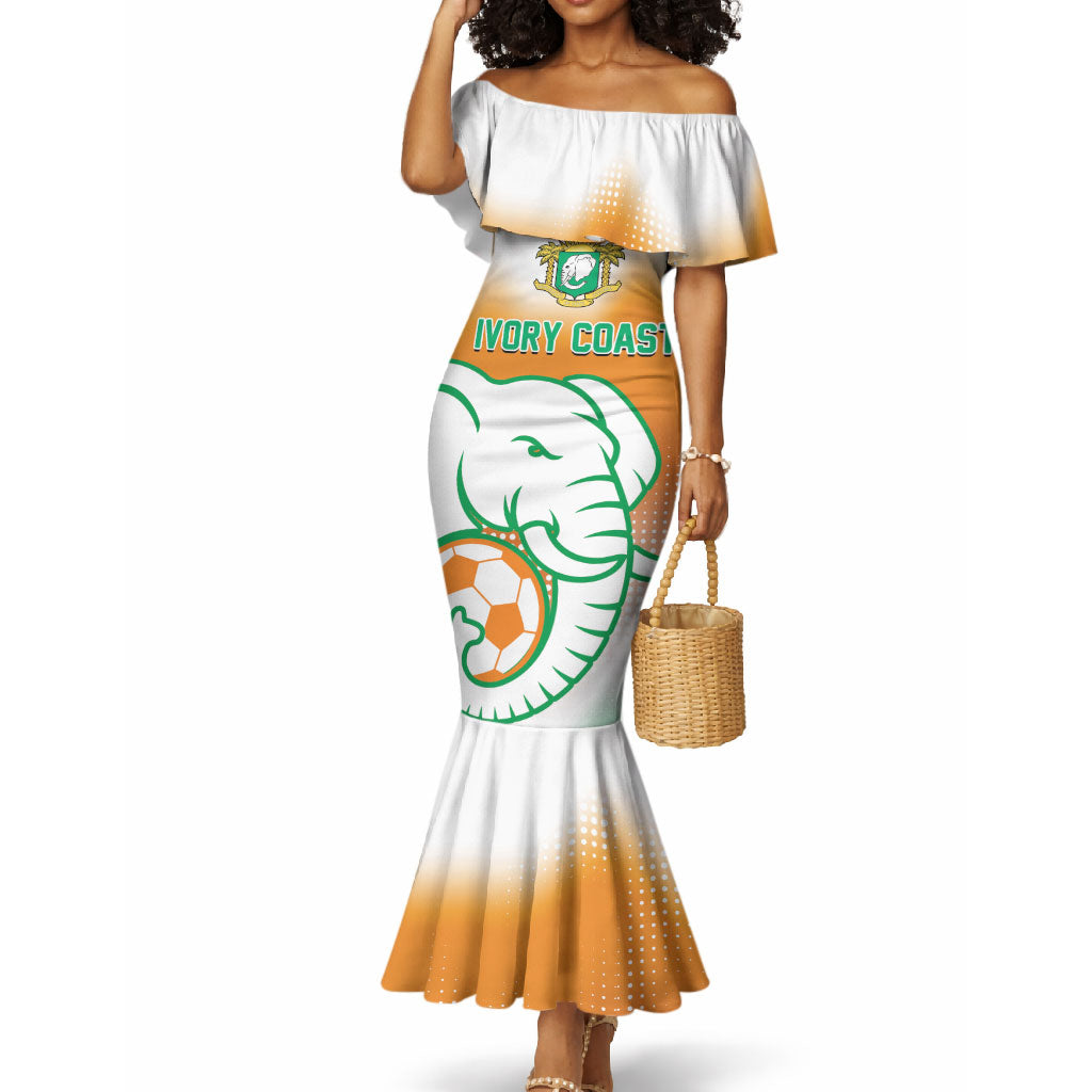 Custom Ivory Coast Football Mermaid Dress Proud Elephant Fan Edition