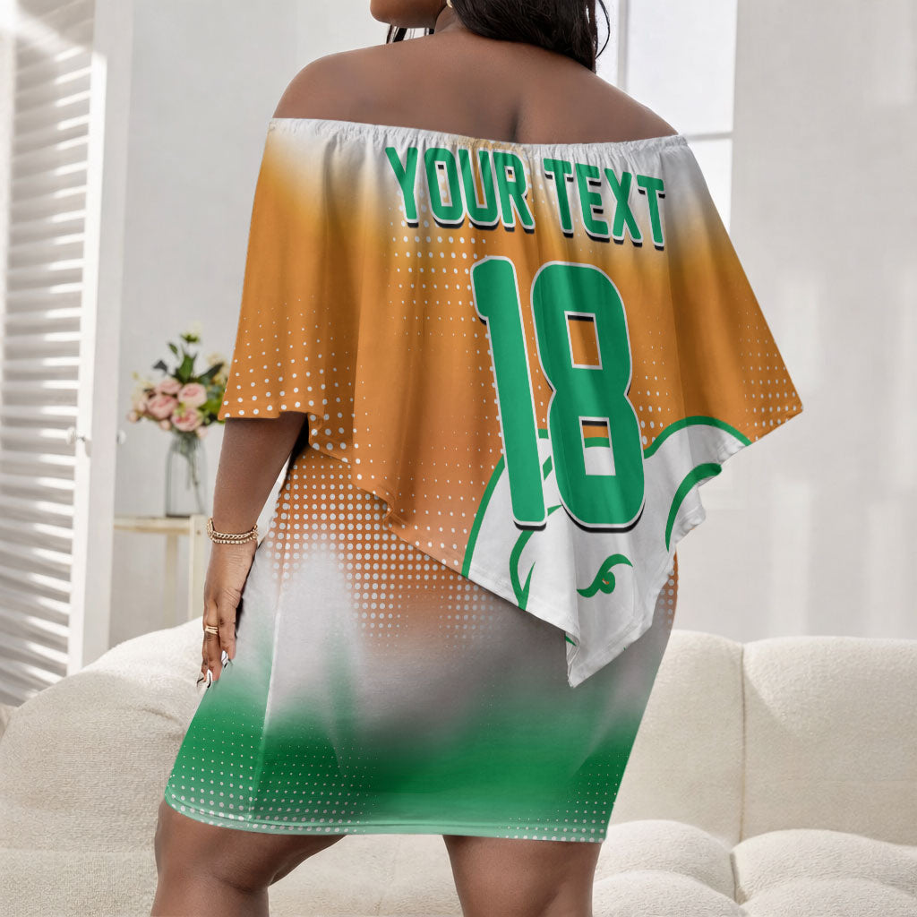 Custom Ivory Coast Football Off Shoulder Short Dress Proud Elephant Fan Edition