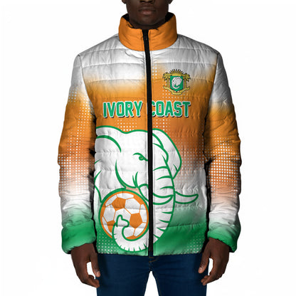 Custom Ivory Coast Football Padded Jacket Proud Elephant Fan Edition
