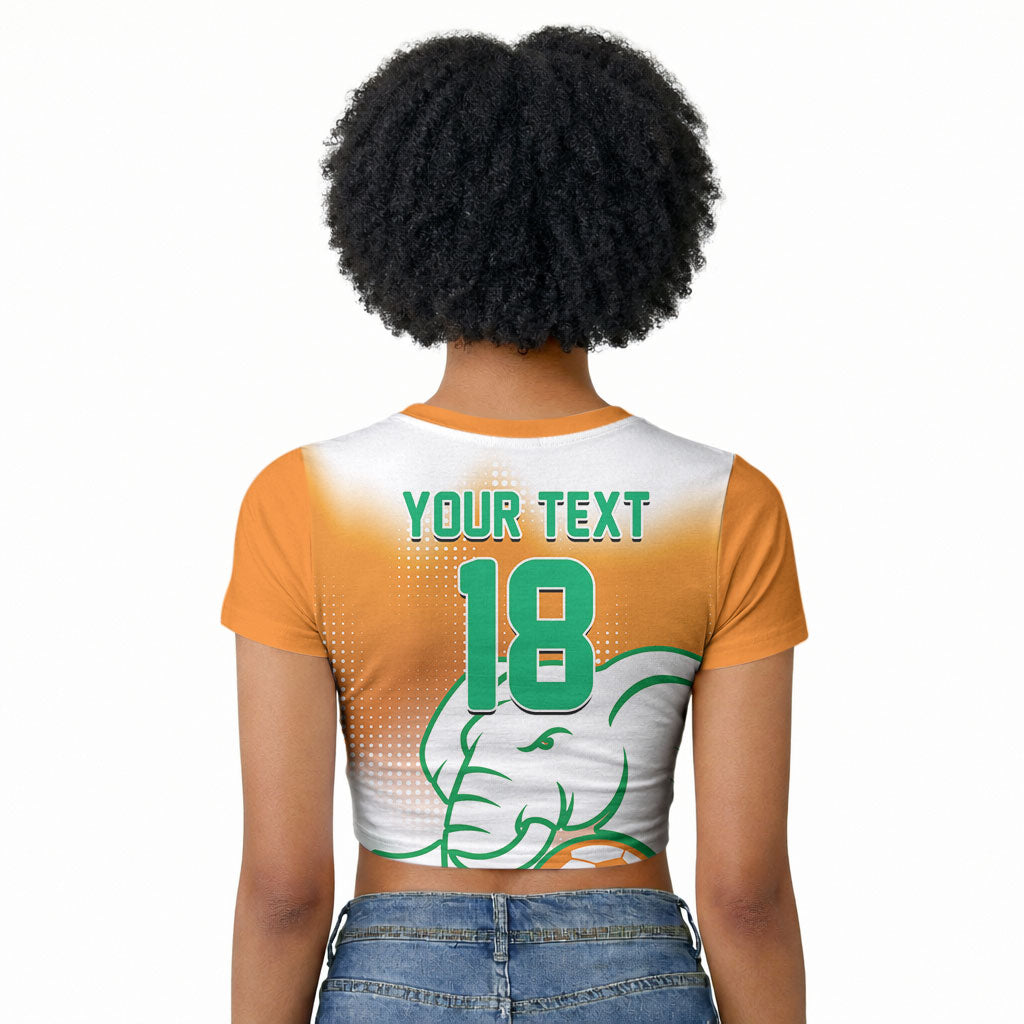 Custom Ivory Coast Football Raglan Cropped T shirt Proud Elephant Fan Edition