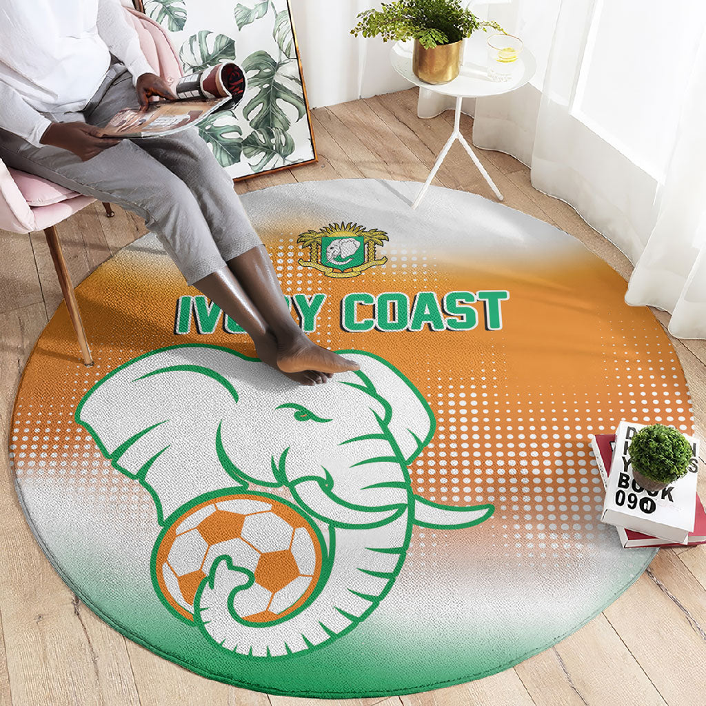 Ivory Coast Football Round Carpet Proud Elephant Fan Edition