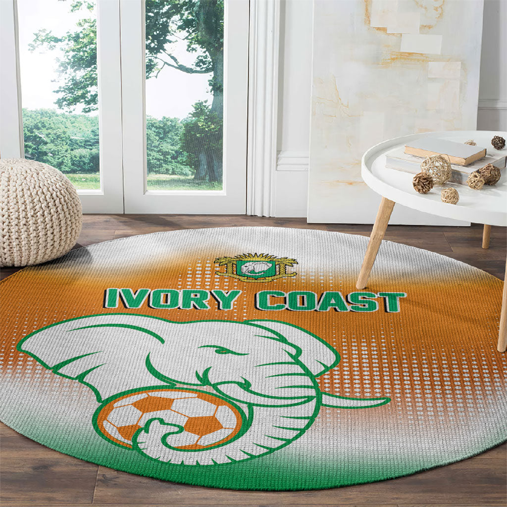 Ivory Coast Football Round Carpet Proud Elephant Fan Edition