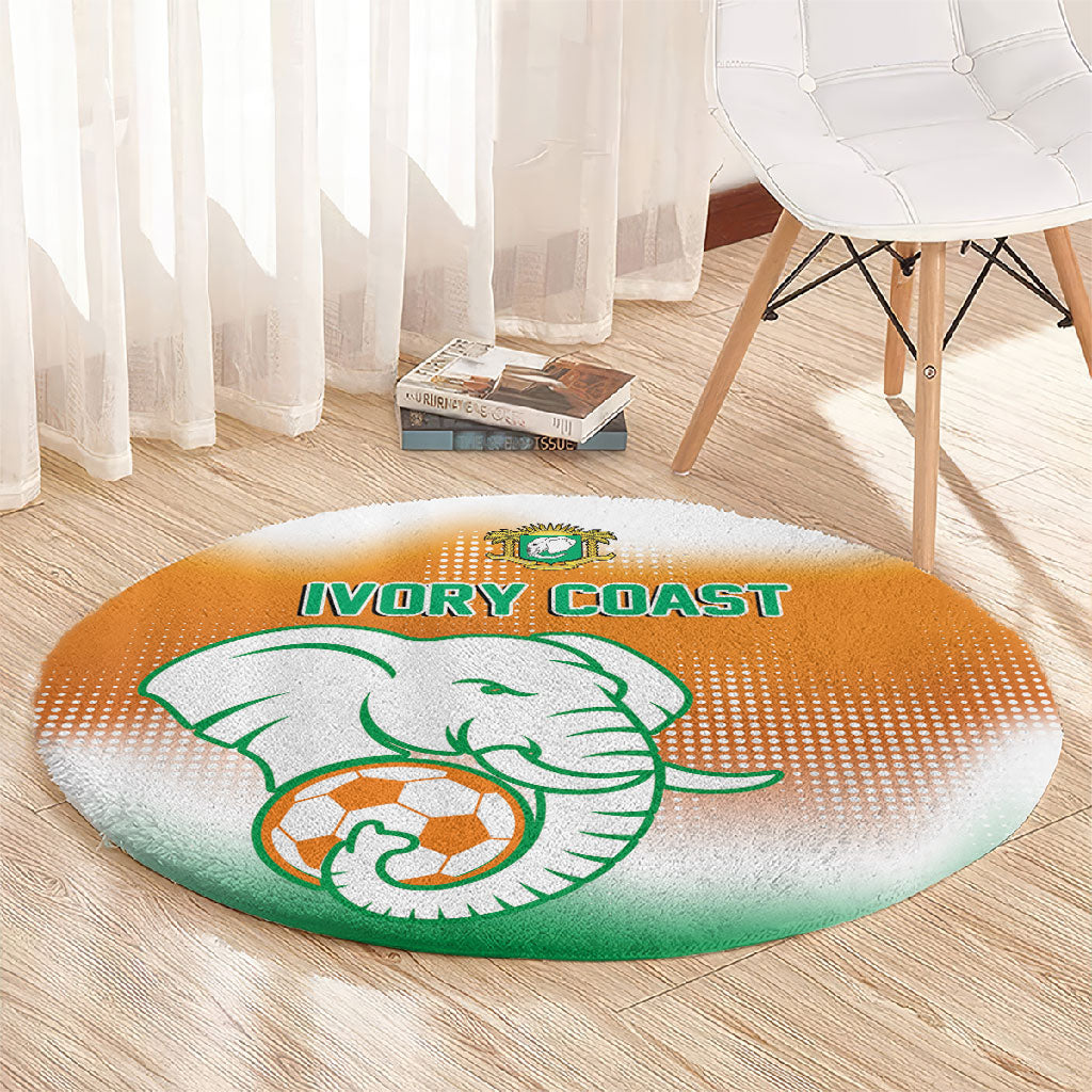 Ivory Coast Football Round Carpet Proud Elephant Fan Edition