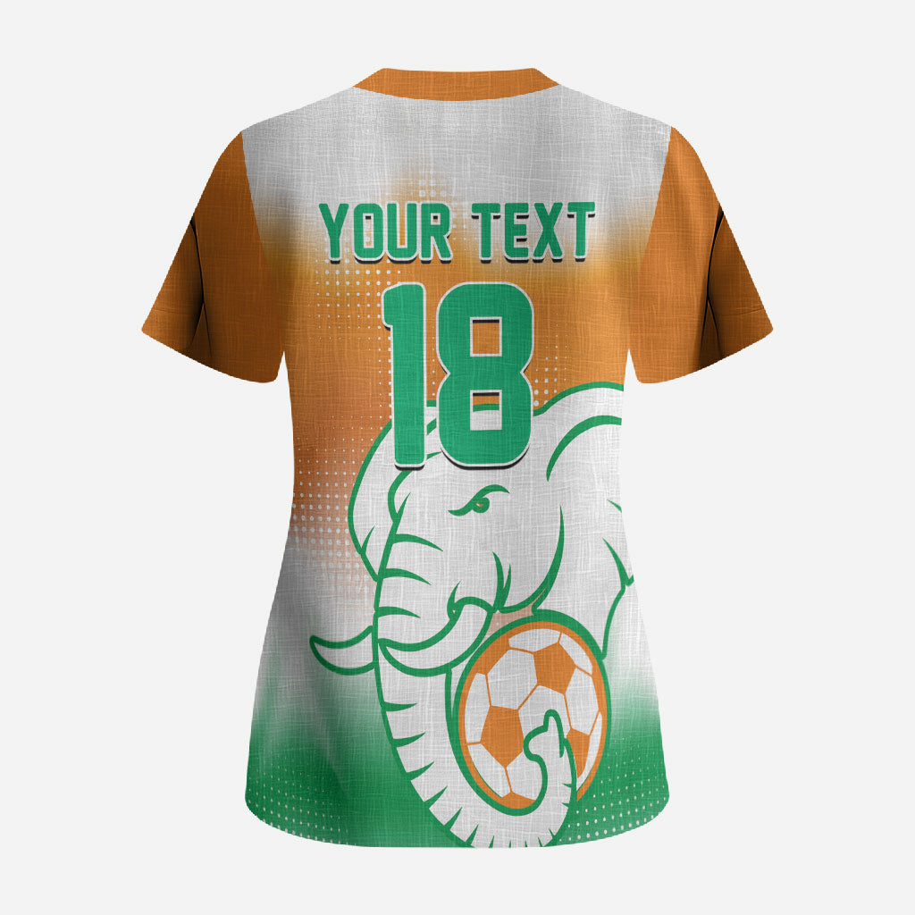 Custom Ivory Coast Football Scrub Top Proud Elephant Fan Edition