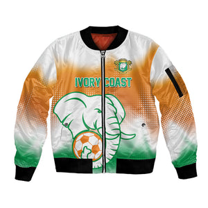 Custom Ivory Coast Football Sleeve Zip Bomber Jacket Proud Elephant Fan Edition