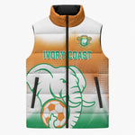 Custom Ivory Coast Football Sleeveless Puffer Jacket Proud Elephant Fan Edition