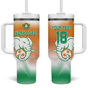 Custom Ivory Coast Football Tumbler With Handle Proud Elephant Fan Edition