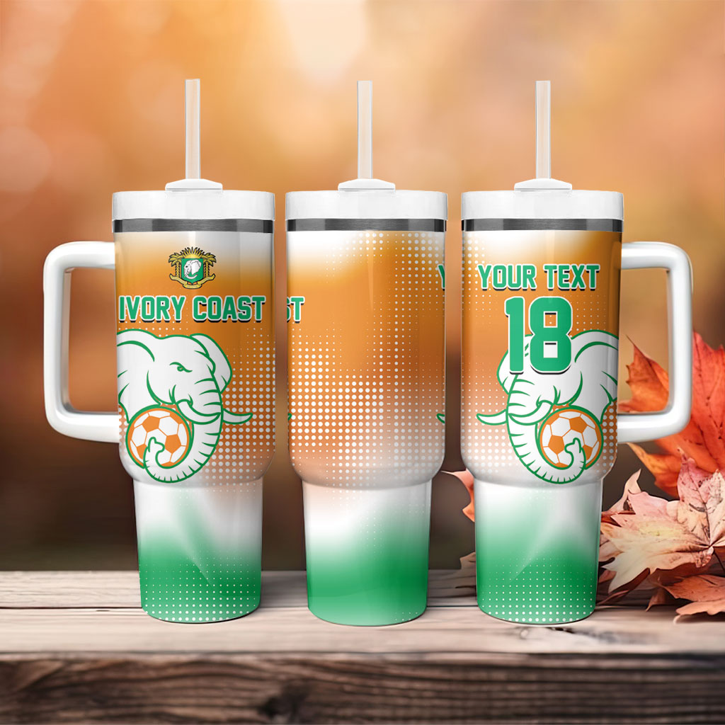 Custom Ivory Coast Football Tumbler With Handle Proud Elephant Fan Edition