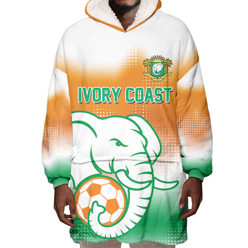 Custom Ivory Coast Football Wearable Blanket Hoodie Proud Elephant Fan Edition