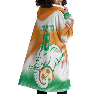 Custom Ivory Coast Football Wearable Blanket Hoodie Proud Elephant Fan Edition