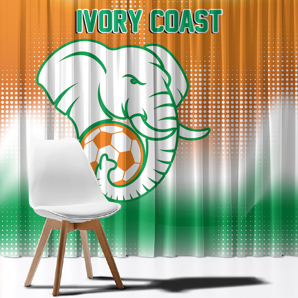 Ivory Coast Football Window Curtain Proud Elephant Fan Edition