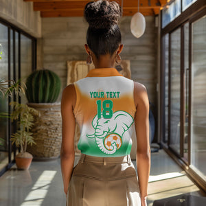 Custom Ivory Coast Football Women Sleeveless Polo Shirt Proud Elephant Fan Edition