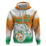 Custom Ivory Coast Football Zip Hoodie Proud Elephant Fan Edition