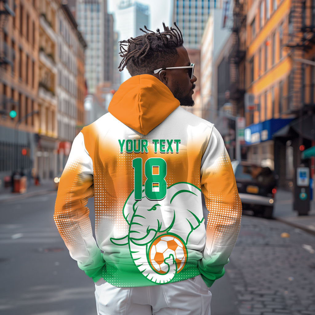 Custom Ivory Coast Football Zip Hoodie Proud Elephant Fan Edition