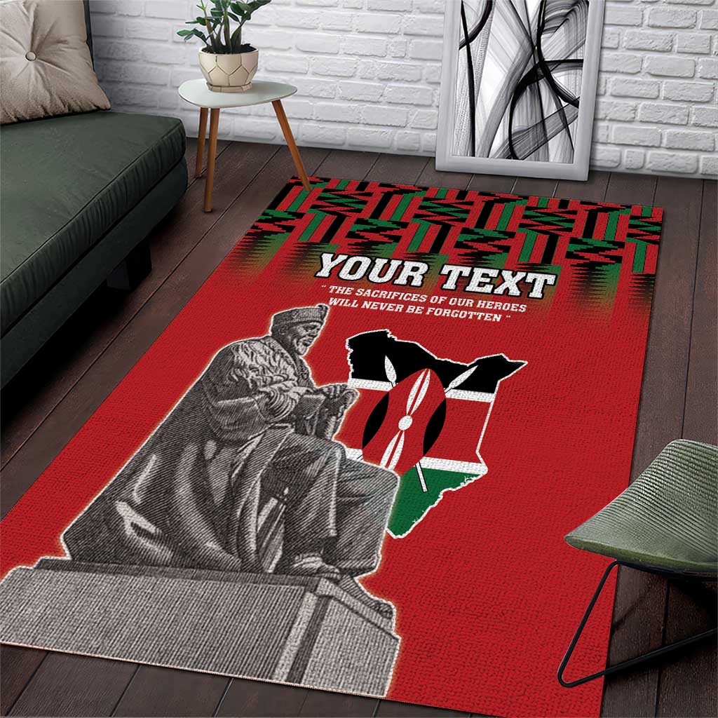 Personalized Afro Kenya Mashujaa Day Area Rug Mzee Jomo Kenyatta With Coat Of Arms