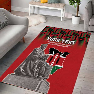 Personalized Afro Kenya Mashujaa Day Area Rug Mzee Jomo Kenyatta With Coat Of Arms