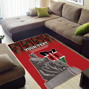 Personalized Afro Kenya Mashujaa Day Area Rug Mzee Jomo Kenyatta With Coat Of Arms