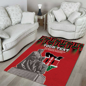 Personalized Afro Kenya Mashujaa Day Area Rug Mzee Jomo Kenyatta With Coat Of Arms