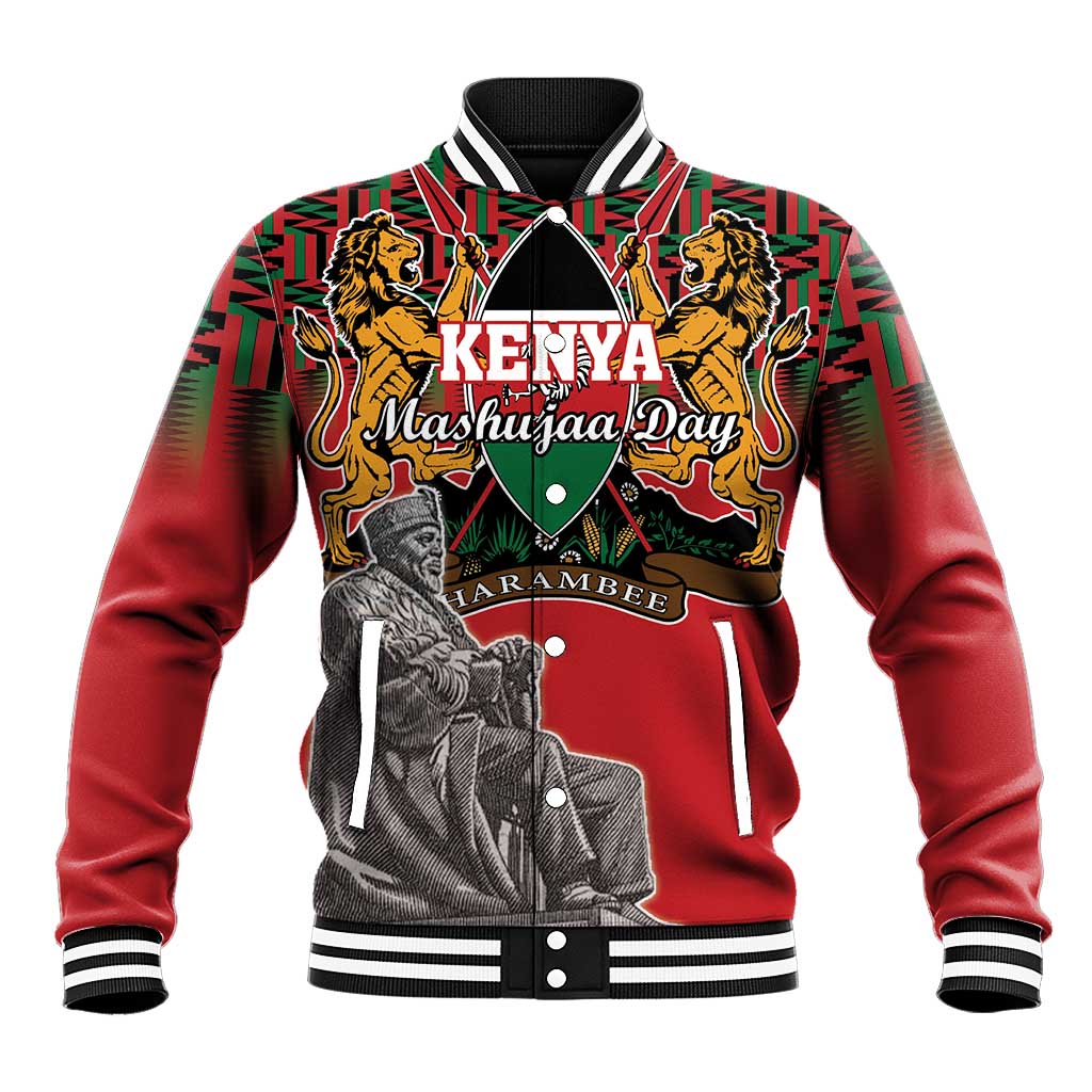 Personalized Afro Kenya Mashujaa Day Baseball Jacket Mzee Jomo Kenyatta With Coat Of Arms LT18