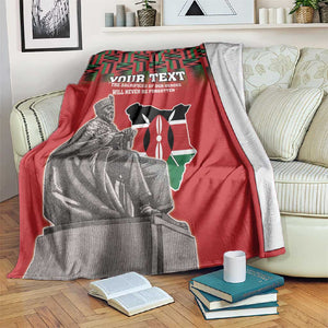 Personalized Afro Kenya Mashujaa Day Blanket Mzee Jomo Kenyatta With Coat Of Arms