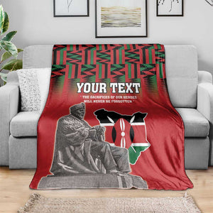 Personalized Afro Kenya Mashujaa Day Blanket Mzee Jomo Kenyatta With Coat Of Arms