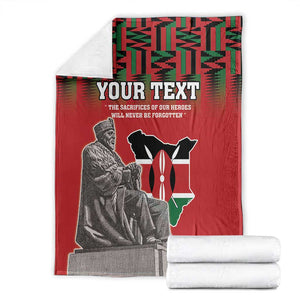 Personalized Afro Kenya Mashujaa Day Blanket Mzee Jomo Kenyatta With Coat Of Arms