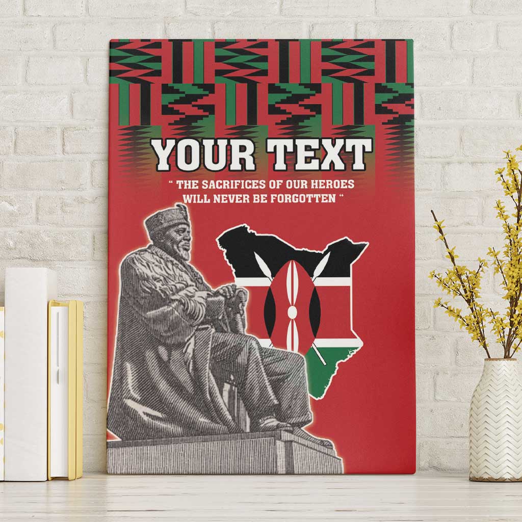 Personalized Afro Kenya Mashujaa Day Canvas Wall Art Mzee Jomo Kenyatta With Coat Of Arms