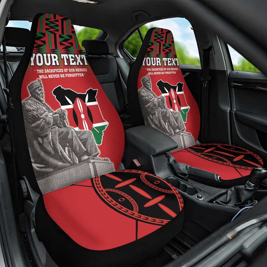 Personalized Afro Kenya Mashujaa Day Car Seat Cover Mzee Jomo Kenyatta With Coat Of Arms