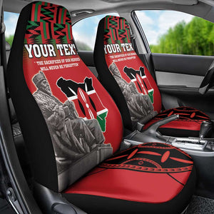 Personalized Afro Kenya Mashujaa Day Car Seat Cover Mzee Jomo Kenyatta With Coat Of Arms